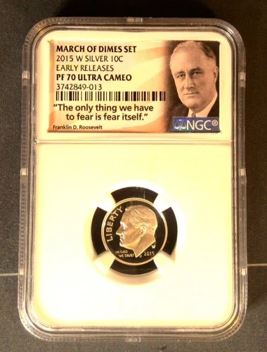 2015-W 10C Proof Silver Roosevelt Dime - March of Dimes Set - NGC PF Ult Cam. ER
