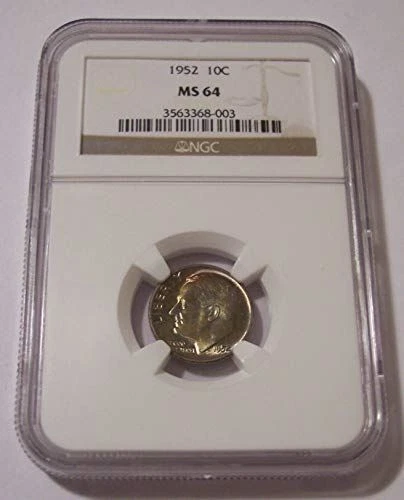 1952 Roosevelt Dime MS64 NGC Toned