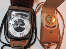 Gossen Super Pilot CdS Light Meter + GE MASCOT Both with Case In Great Condition
