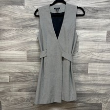 Limited Wrap Dress Womens Size 2 Black Houndstooth Rayon Lined Belted Sleeveless