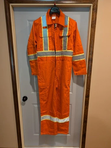 PIP Hi-Vis Orange Safety Coveralls XL Reflective Striped Work Jumpsuit NEW - product listing photo