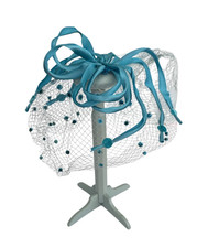 Vintage Aqua Blue Netting Satin Ribbon Fascinator 1960's Hat Easter Spring