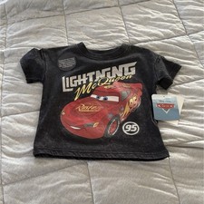 Disney Pixar Lightning McQueen Baby T-Shirt 12M Black Short Sleeve Crew Neck