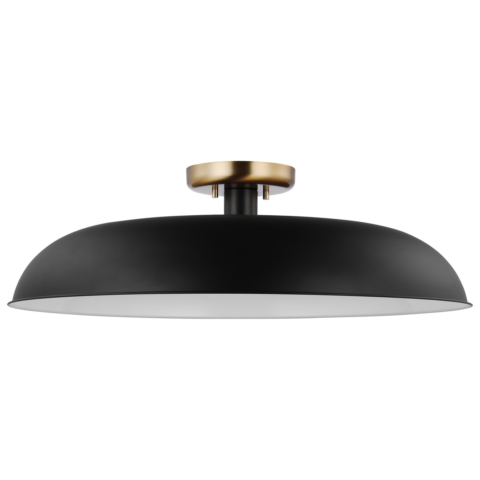 Large Matte Black Semi-Flush Mount Light Fixture with Burnished Finish