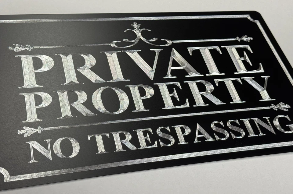 Letrero reflectante grabado propiedad privada sin intrusión de metal 13x8 casa patio Foto 2 de 4