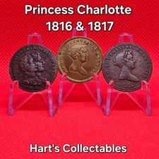 1816&ndash;17 Princess Charlotte Royal Commemorative Medalets x 3 Bronze Brass Regency
