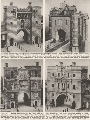 LONDON CITY GATES.Demolished act 1760. Bischofsverräter, Erlen, Ludgate 1926