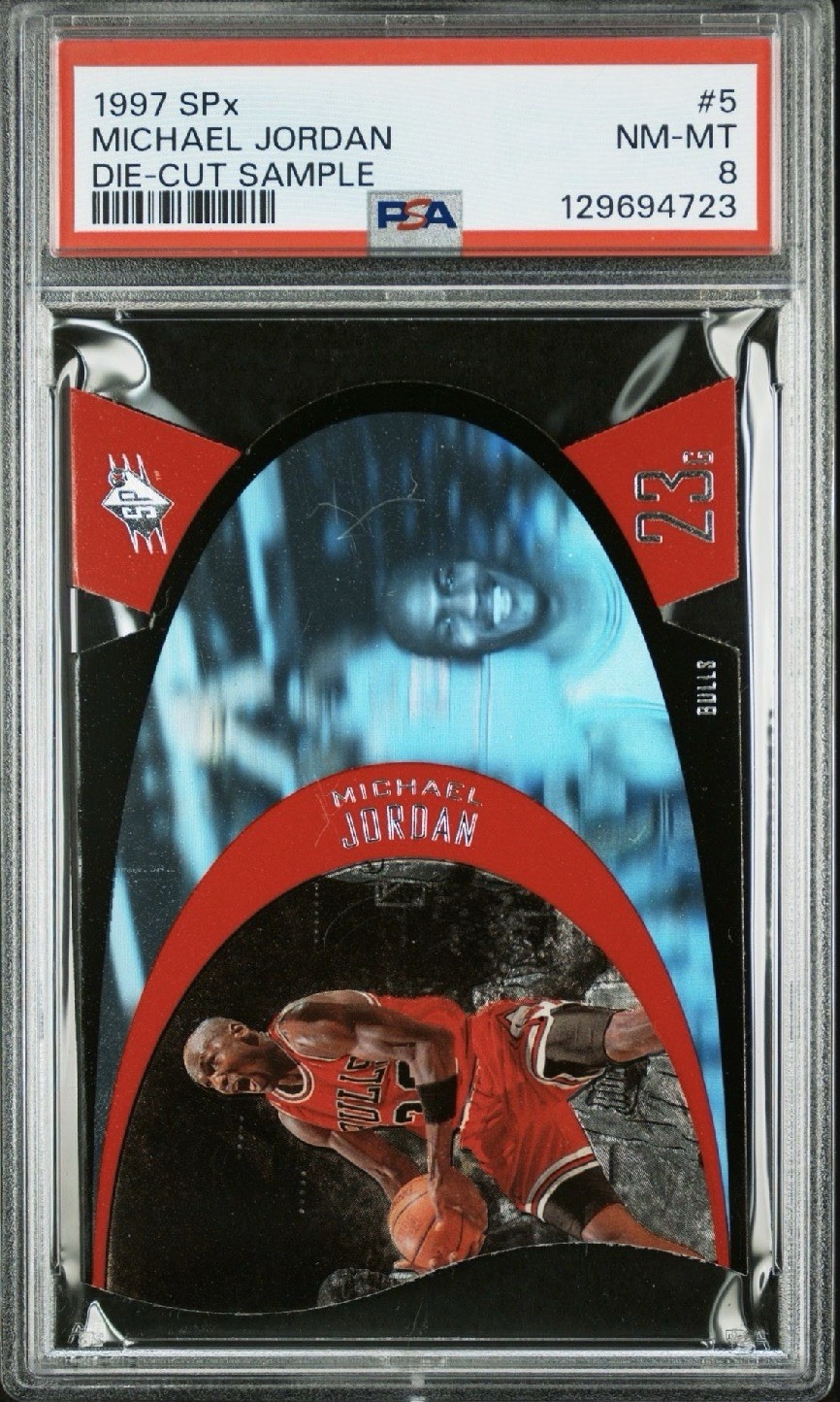 1997 SPx DIE-CUT | SAMPLE MICHAEL JORDAN 5 PSA 8