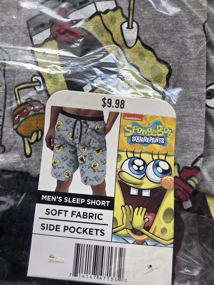 Pantalones Cortos Pijama Para Hombre Talla XL Nickelodeon Bob Esponja Nuevos en Bolsa Foto 3 de 3