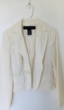 Apostrophe women  s blazer collared flap pockets button closure cream color 8