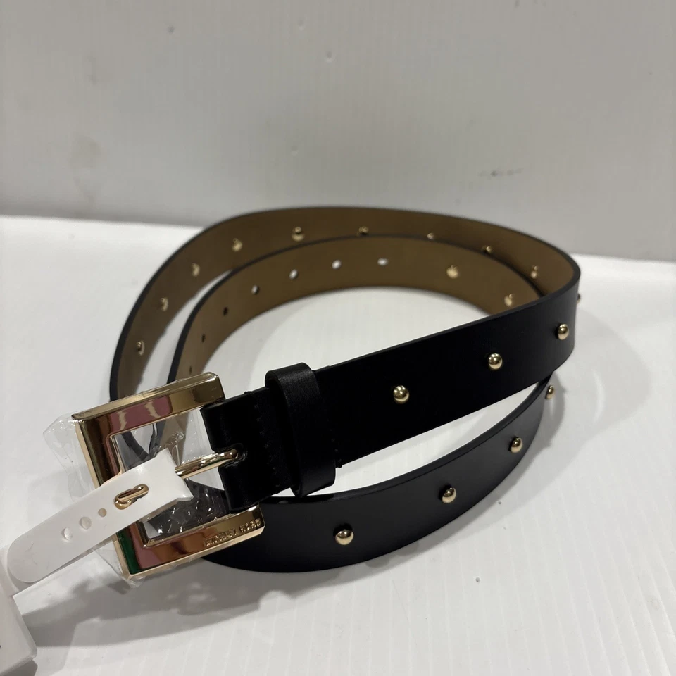 НОВЫЙ MICHAEL KORS женщин кожаный ремень W золотой гвоздики и пряжки черный Sz маленький - Изображение 3 из 4