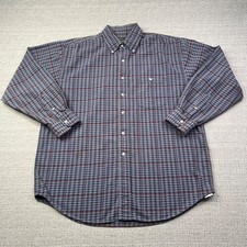 VINTAGE Orvis Flannel Shirt Men's Large Gingham Check Long Sleeve Button Down