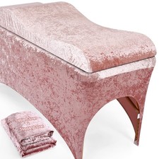 Crushed Velvet Curvy Lash Bed Topper Cover  Massage Table Cover Set, 2PCS Lu...
