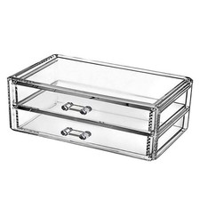 Makeup Organizer 2 Drawer Transparent Acrylic Makeup Storage Box Desk Jewelry...