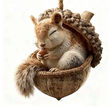 2D Hangs Forest Animal Acorn Ornaments Cozy Forest Christmas Ornaments 3.15inch