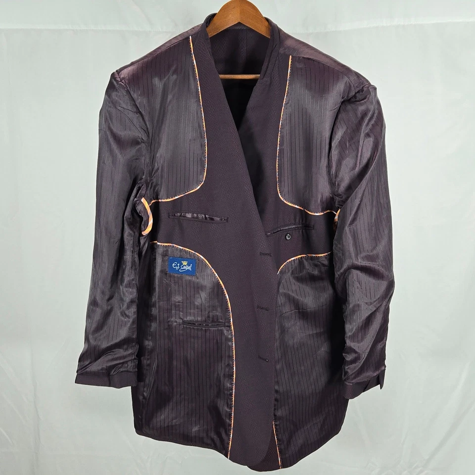 EJ Samuel Mens 3-Piece Suit 52R/46R Purple Textured Jacket Vest Pants Excellent - Image 4 of 4
