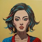Peinture, huile sur toile format 40/40 cm. Portrait pop art année 2025