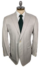 SAMUELSOHN Suit Loro Piana Cotton Cloud Cloth Sz 42R Beige Houndstooth