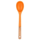 1 PC 13.2 Inch Large Silicone Cooking Spoon Wooden Handle Nonstick Orange