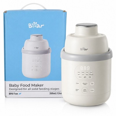Bear Baby Food Maker Processor Steamer Blender BPA Free 350mL 12oz White