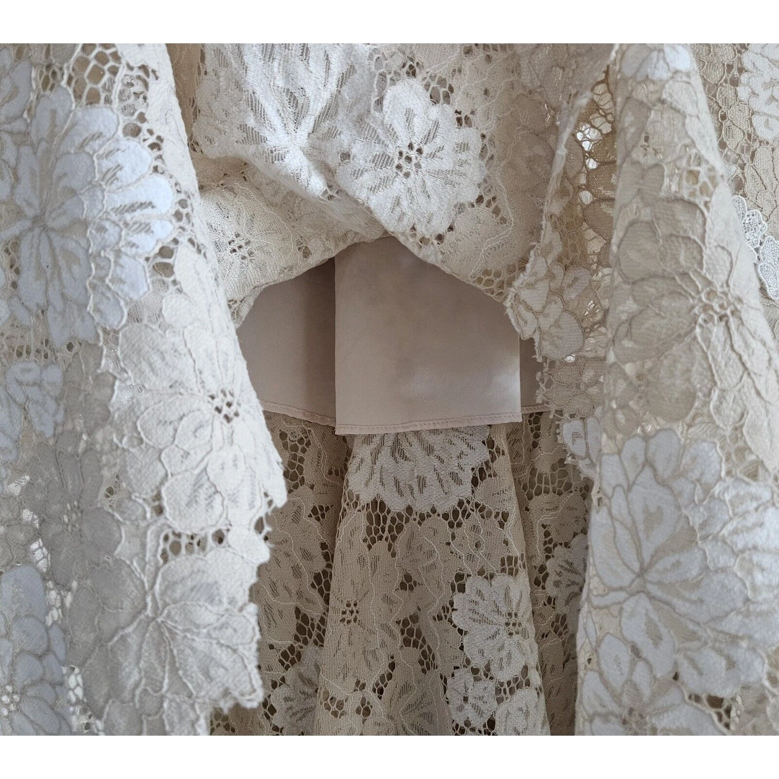 OFF WHITE Abito donna Saylor S Maggy avorio beige pizzo floreale sposa doccia matrimonio foderato