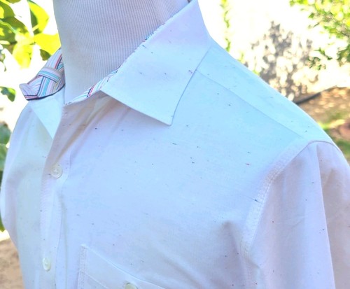 Bugatchi Shirt Mens Medium White Splattered Long Sleeve Button Up Casual Slim