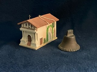 Bronze San Francisco Mission Souvenir Forbes Bell & Model of The Mission