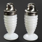 Depression Era Hazel Atlas Michelin Ring Milk Glass Salt & Pepper Set 3 3/4"