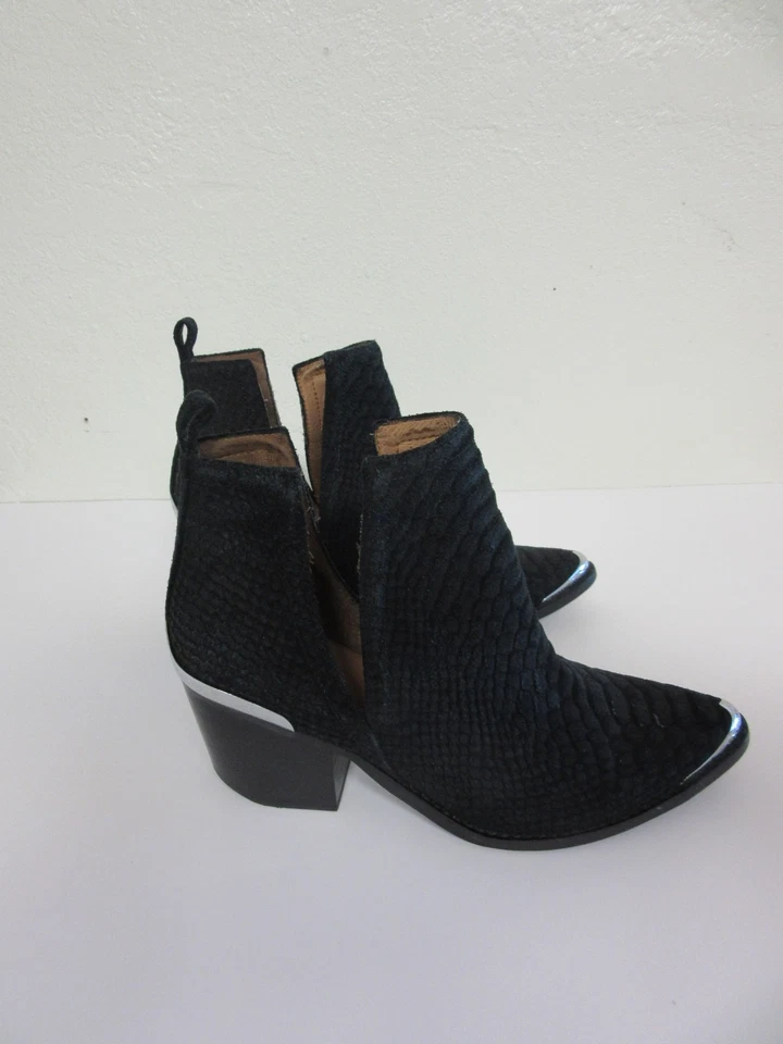 Botas de gamuza JEFFREY CAMPBELL negras con patrón de piel de serpiente occidental sin cordones talla 8,5 Foto 2 de 4