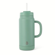 64oz Insulated Stainless Steel Tumbler W/ Dual Lid & Built-In Straw Ideal Travel