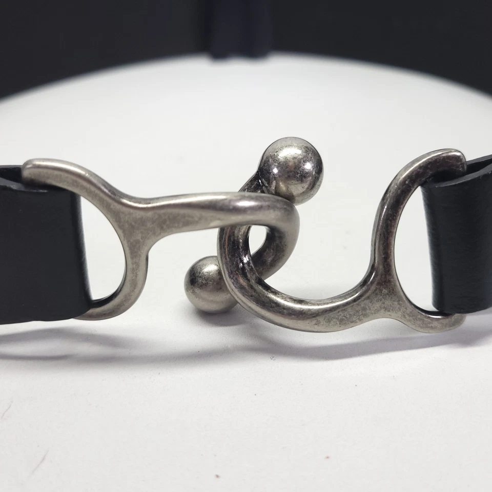 Coldwater Creek Belt 28 30 32 S M Split Leather Waist Wide Black - Image 3 of 4