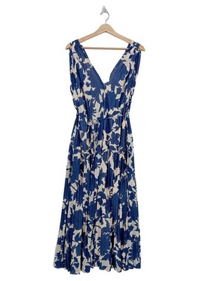 H&M Cocktailkleid Damen Kleid Gr. DE 36 blau-creme Elegant