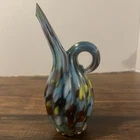 Vintage Art Glass Hand Blown Swirl Small Pitcher Vase Murano?  Read