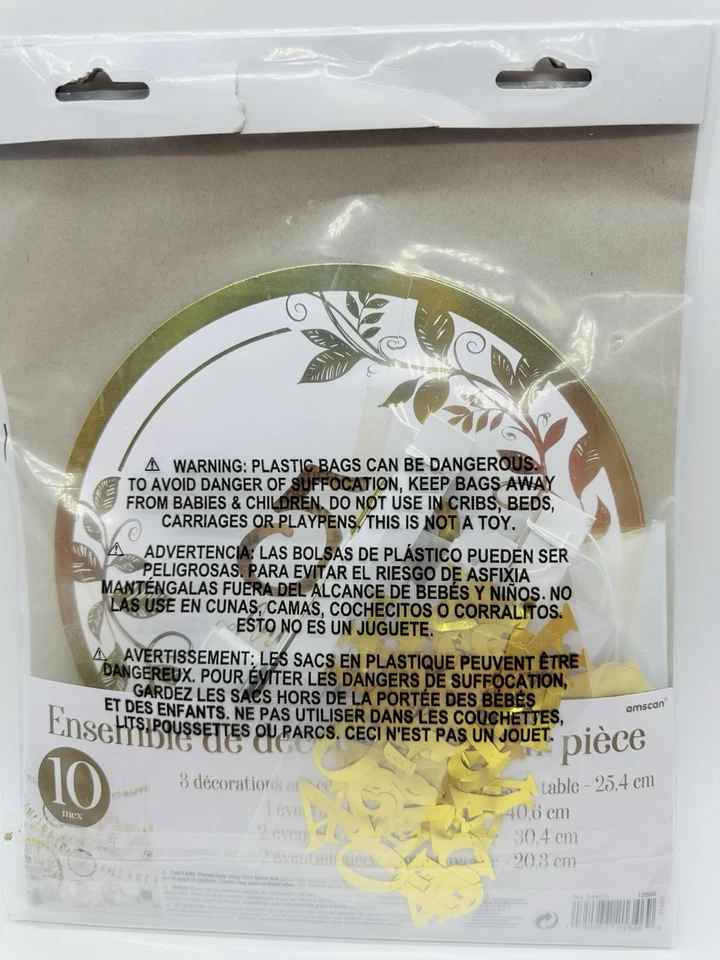 Feliz 50 Aniversario Dorado Blanco Boda Fiesta Habitación Decoración Kit 10 Piezas Foto 3 de 4