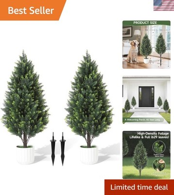 Chic 3FT Artificial Cedar Trees with Ground Spike - Low-Maintenance Garden Decor