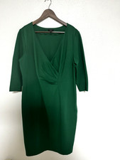 Talbots Dress Woman 14W Kelly Green Church Casual Career 3/4 Sleeves Holiday