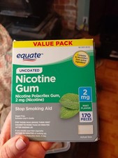 Equate Uncoated Nicotine Gum Stop Smoking Aid 2mg Mint Flavor 170 Pieces