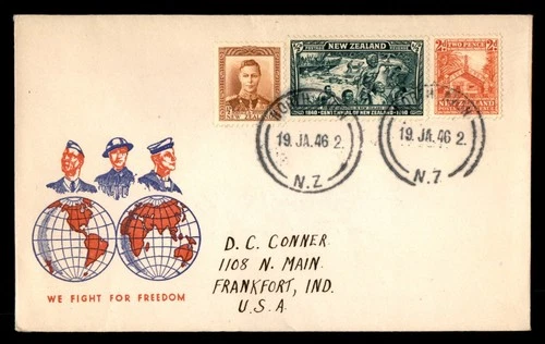 Mayfairstamps New Zealand 1946 Servicemen We Fight For Freedom Cover aaw_94265