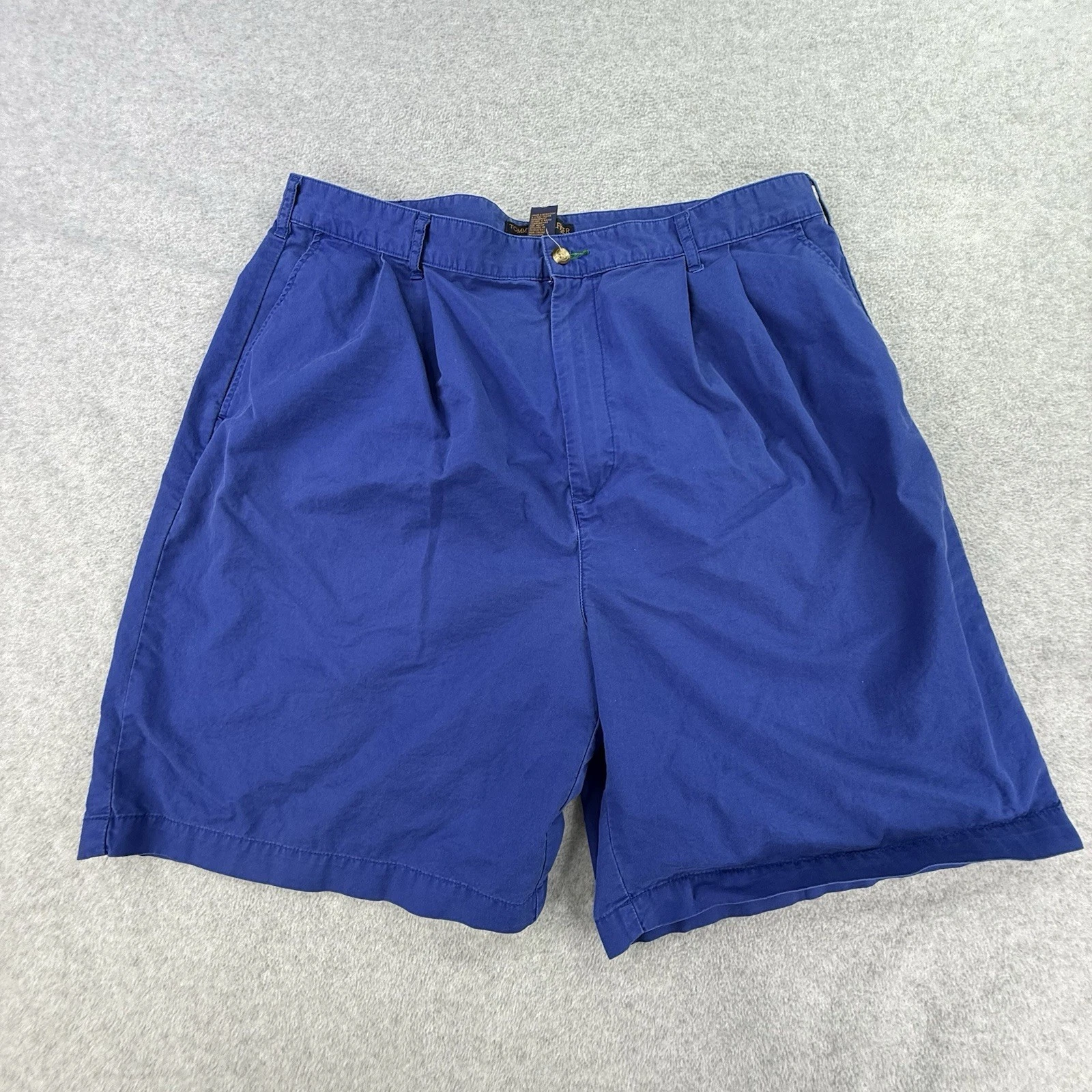 VTG Tommy Hilfiger Golf Shorts Mens 38 Blue Cotton Pleated Athleisure Summer