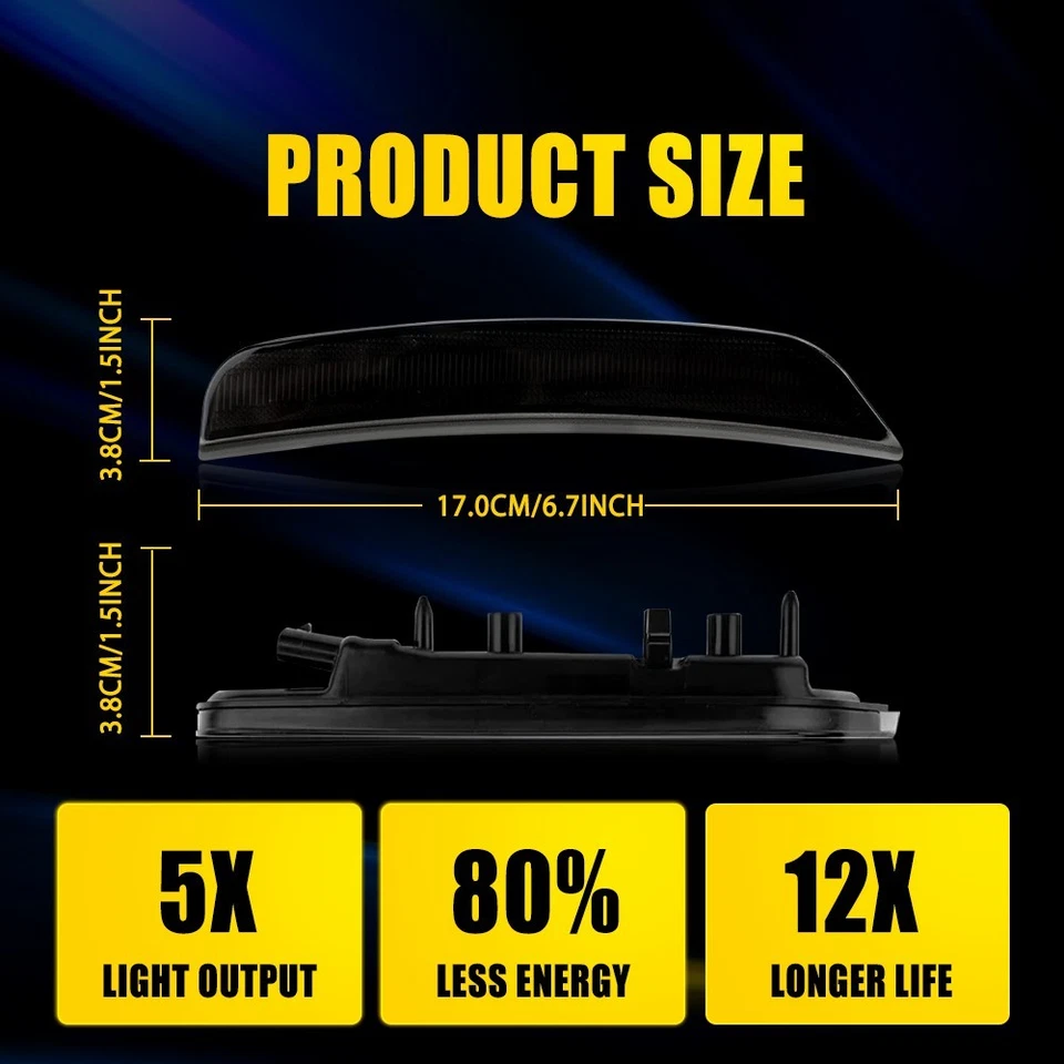 For 21-24 Dodge Durango Amber LED Front Bumper Side Marker Lights Smoked 1~10X - Image 4 of 4