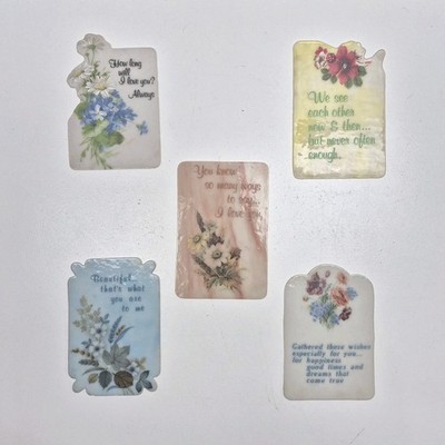 Vtg Lot of 5 Glass Decorative Sentimental Love Mother's Day Gift Plaques