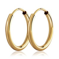 Paar 15Mm Creolen 333 Gelbgold 2,0Mm Starke Gold Ohrringe 8 Karat Ohrschmuck