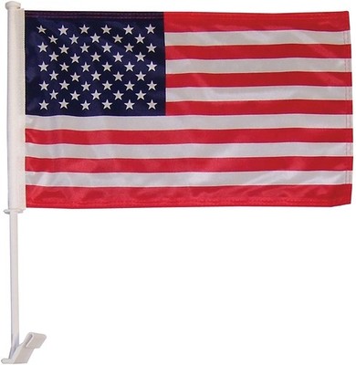 In the Breeze U.S. Flag Car Flag - Double Sided - Hooks onto Car Window