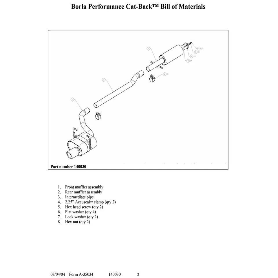 Kit de escape trasero de acero inoxidable Borla 140030 Touring Cat para Mini Cooper 2002-07 1,6 L Foto 4 de 4