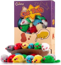 36PCS 4.1'' Furry Cat Toy Mice Rattle Small Mouse Kitten Interactive Play Assort