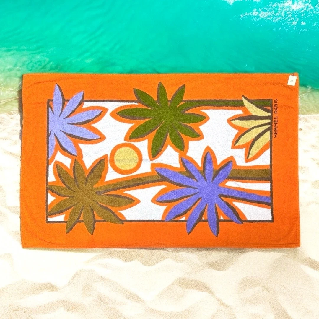 HERMES-PARIS ダルメシアン バスマット、ビーチマット HERMÈS Beach Towel Orange Bath Towels & Washcloths for sale | eBay