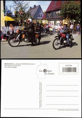 Ansichtskarte  Verkehr KFZ Motorrad MZ ES 250 G MZ-Siedlung Zschopau 2019