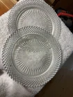 2 Miss America Clear Depression Glass Plates by Anchor Hocking, dinner plates