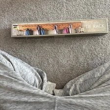 Vintage Christopher Hayes Solid Oak Wood Tie Rack 36 Brass Pegs 1988 NEW