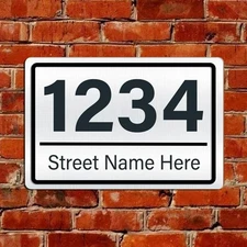 Custom Home Address Sign Plaque Silver Chrome Look Aluminum Metal 12x8